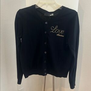Moschino Black Cardigan with Gold Embroidery